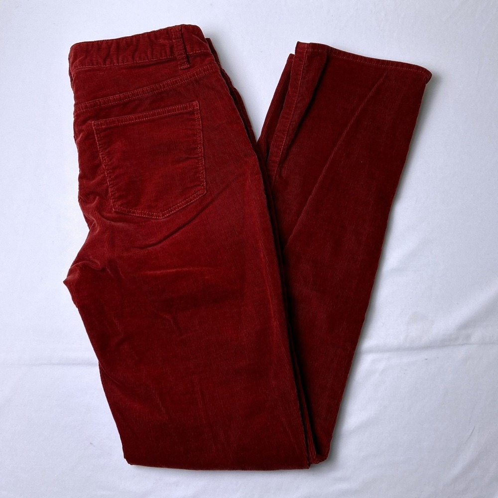 Talbots Womens Mid Rise Heritage Straight Leg Corduroy Jeans 8 Rust Red Brown